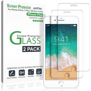 Glass Screen Protector for iPhone 8 Plus 7 Plus 6S Plus 6 Plus 2 Pack Tempered
